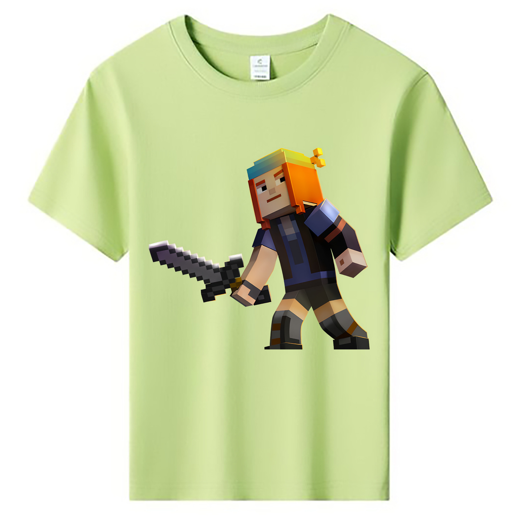 （画像用） マインクラフト ブロックの世界 Minecraft MC Block world 綿100％キッズTシャツ（フロントプリント）